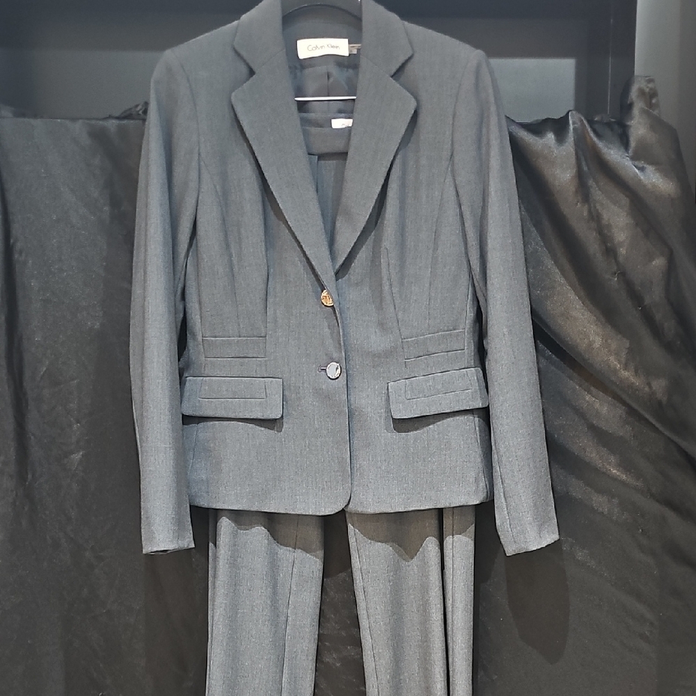 Calvin Klein Gray Women's Blazer and Pants Suit
